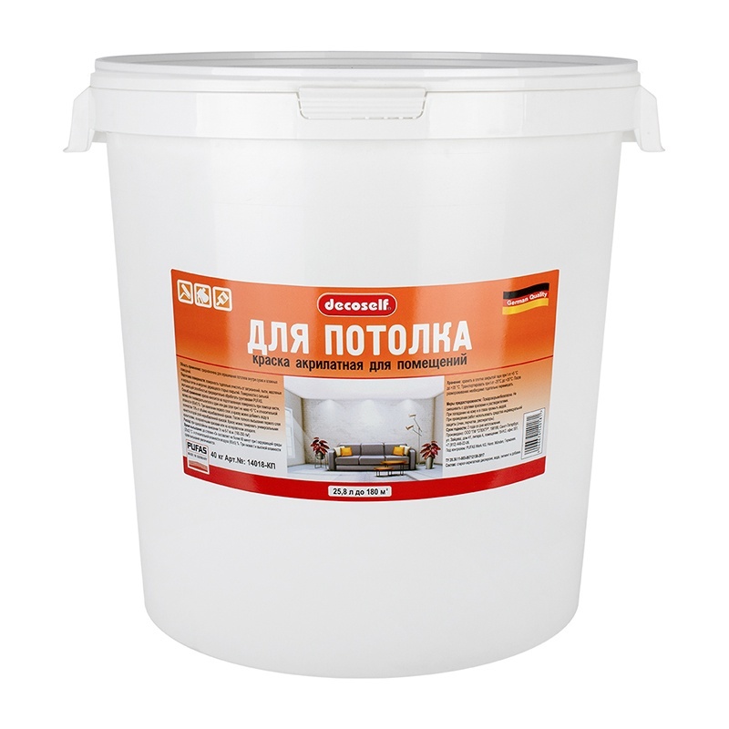 Рекомендуем купить Краска для потолка Pufas Decoself белая, мороз. (40 кг)