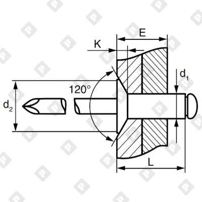 Заклепка вытяжная открытая 4x10 с потайным бортом, алюминий / оц. сталь - №2