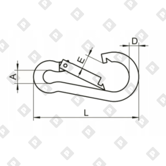 Карабин пожарный с фиксатором DIN 5299D 11x120, оц. сталь - №2