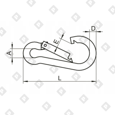 Карабин пожарный с фиксатором ART 814594 (DIN 5299D) 4x40, нерж.сталь А4 - №2