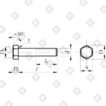 Болт ГОСТ 7805 M22x120 с шестигранной головкой и неполной резьбой, кл. пр. 8.8, оц. сталь - №2