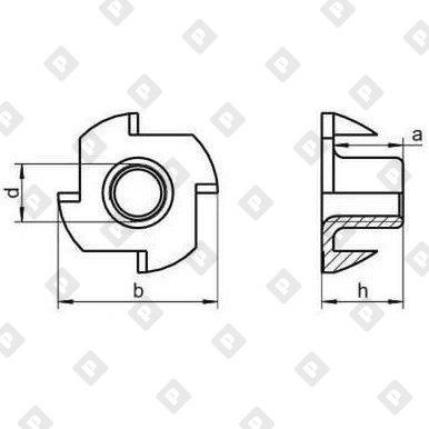 Гайка врезная усовая DIN 1624 M10x12, оц. сталь - №2