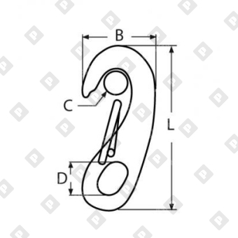 Карабин ART 8251 Ø50мм, нерж. сталь А4  - №2
