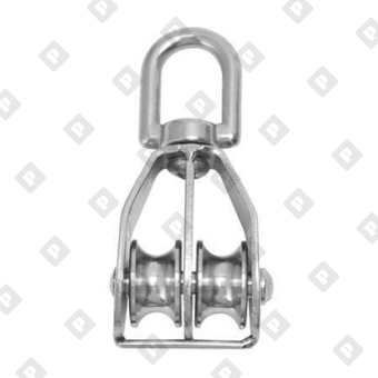 Блок двойной 1 1/2" (40 мм) с вертл. и металлическим диском, оц. сталь - №2