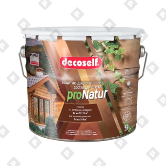 Антисептик лессирующий для дерева Pufas Decoself орех (9 л) - №1
