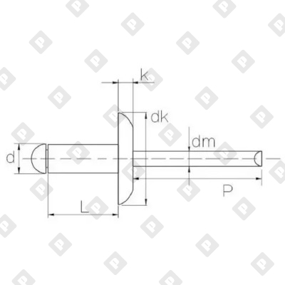 Заклепка вытяжная открытая 4,8x35 с экстра увеличенным бортом 16 мм, алюминий / оц. сталь - №2
