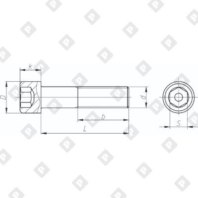 Винт DIN 912 М10x60/60 с полной резьбой и цилиндрической головкой с внутренним шестигранником, кл. пр. 8.8, оц. сталь - №2