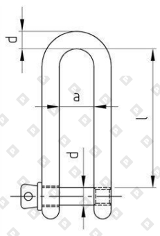 Скоба такелажная D-образная ART 8259 Ø5 мм удлиненная, нерж. сталь А4 - №2