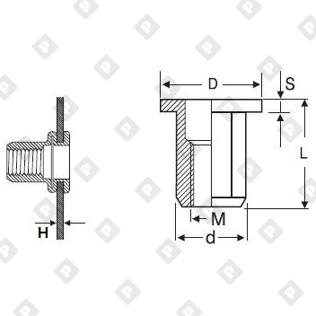 Заклепка М8x17.5 шестигранная с внутренней резьбой и цилиндрическим бортом, оц. сталь - №2