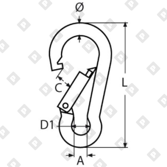 Карабин пружинный с кольцом ART 8250 8x80, нерж. сталь A4 - №2