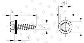 DIN 7976 A2 C 4,8X13 SZ, EPDM-washer 12 мм - №4