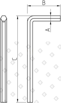 Ключ L-образный  шестигранный DIN 911, внутренний SW5, оц. сталь - №2