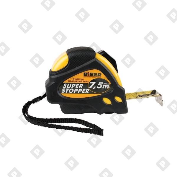 Рулетка Biber 40125 Super Stopper, автофиксация 7,5 м/25 мм - №1