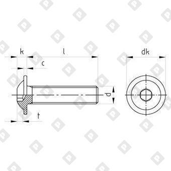 Винт ISO 7380-2 М3x5/5 с полукруглой головкой и прессшайбой, шлиц шестигранник HEX2, нерж. сталь A2 - №4