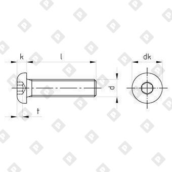 Винт ISO 7380-1 М12x120/120 с полукруглой головкой, шлиц шестигранник HEX8, нерж. сталь A2 - №4